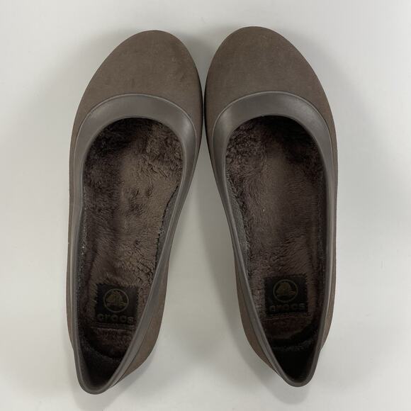 Crocs Mammoth Lined Flat Womens Size 7 Brown Rubber Slip On Workwear - Picture 6 of 9